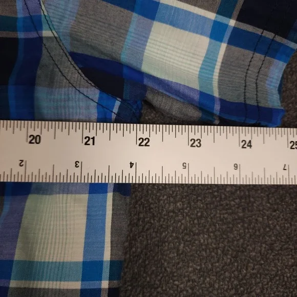 Prana Mens Plaid Short Sleeve Button Up Shirt Blue Gray White Size LRG - Picture 3 of 9
